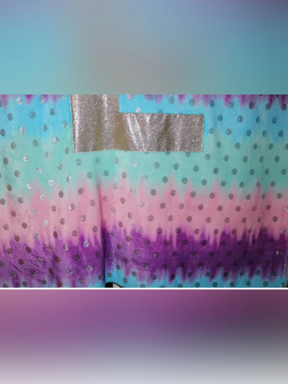 Justice Gold Dot Ombre Letter E Sherpa Fleece Blanket approximately 62